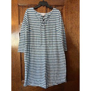 Motherhood Maternity Blue and White Striped Maternity Dress